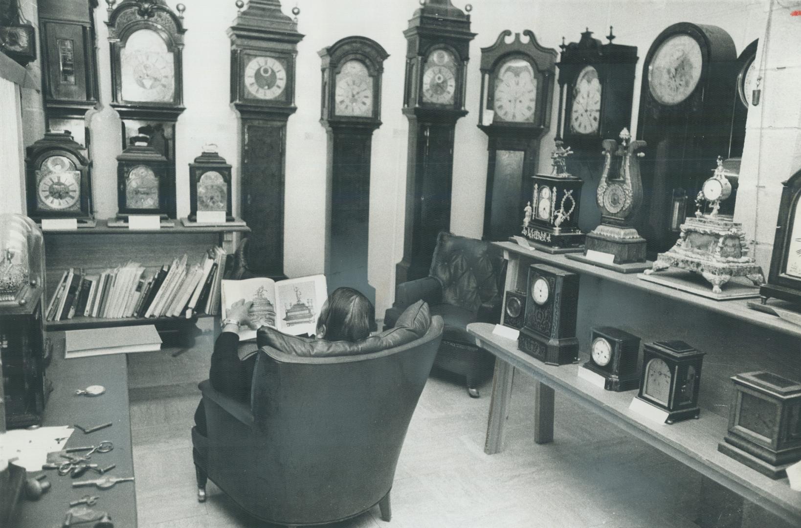 Reg Thorn, Strathroy, started out to buy eight grandfather clocks for niches in his recreation room and now, four years later, he has 300 antique cloc(...)