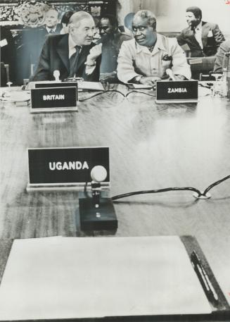 Uganda's place is empty. Uganda's chair is empty as the Commonweath prime minister' conference proceeds in London, despite Ugandan dictator Idi Amin i(...)