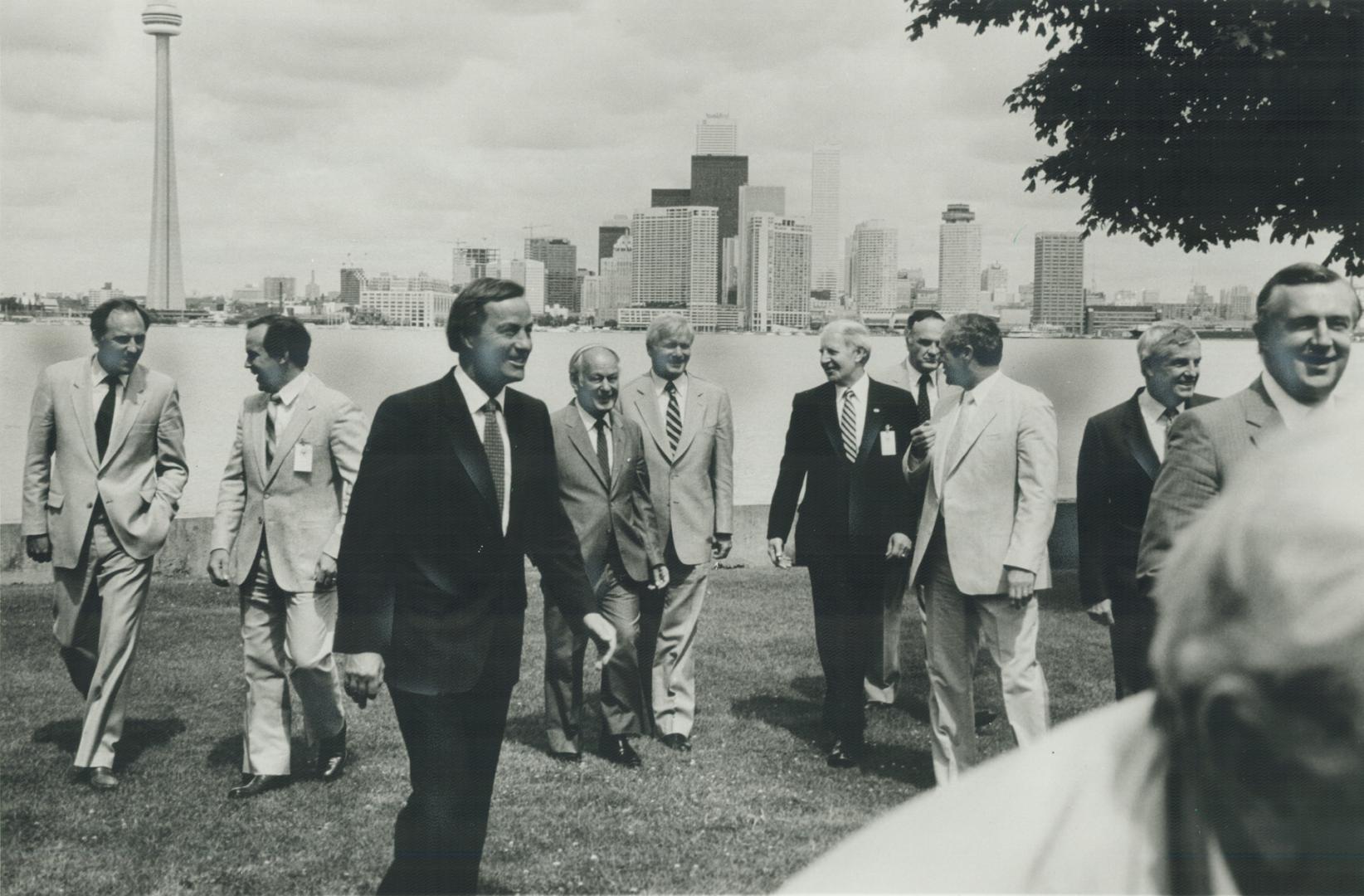 Time out: Provincial premiers attending a two-day conference in Toronto yesterday took time for a trip to the Islands and lunch at the Royal Canadian Yacht Club
