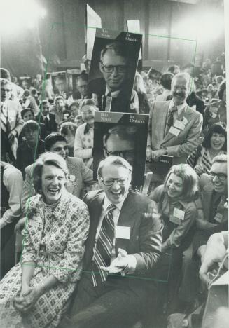 Re-elected Ontario Liberal Leader, Robert Nixon and his wife are surrounded by happy supporters last night at the convention, in the Royal York. Nixon(...)
