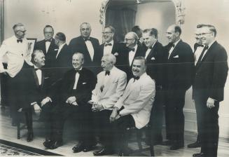 Canada's Premiers pose at the federal-provincial conference in Ottawa with Prime Minister Pearson and Governor-General Vanier, centre front. Flanking (...)