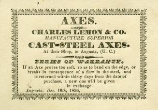 Axes. Charles Lemon & Co. Manufacture Superior