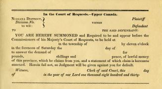 In the Court of Requests. Upper Canada