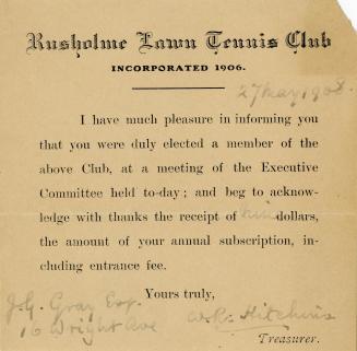 Rusholme Lawn Tennis Club, Incorporated 1906.