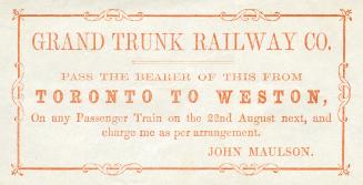 Grand Trunk Railway Co. pass