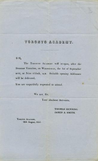 Toronto Academy will reopen after the summer vacation