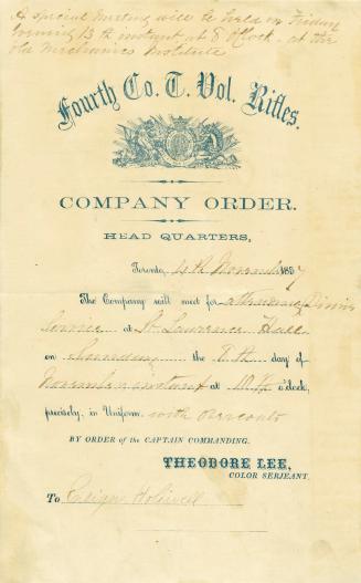 Fourth Co. T. Vol. Rifles company order