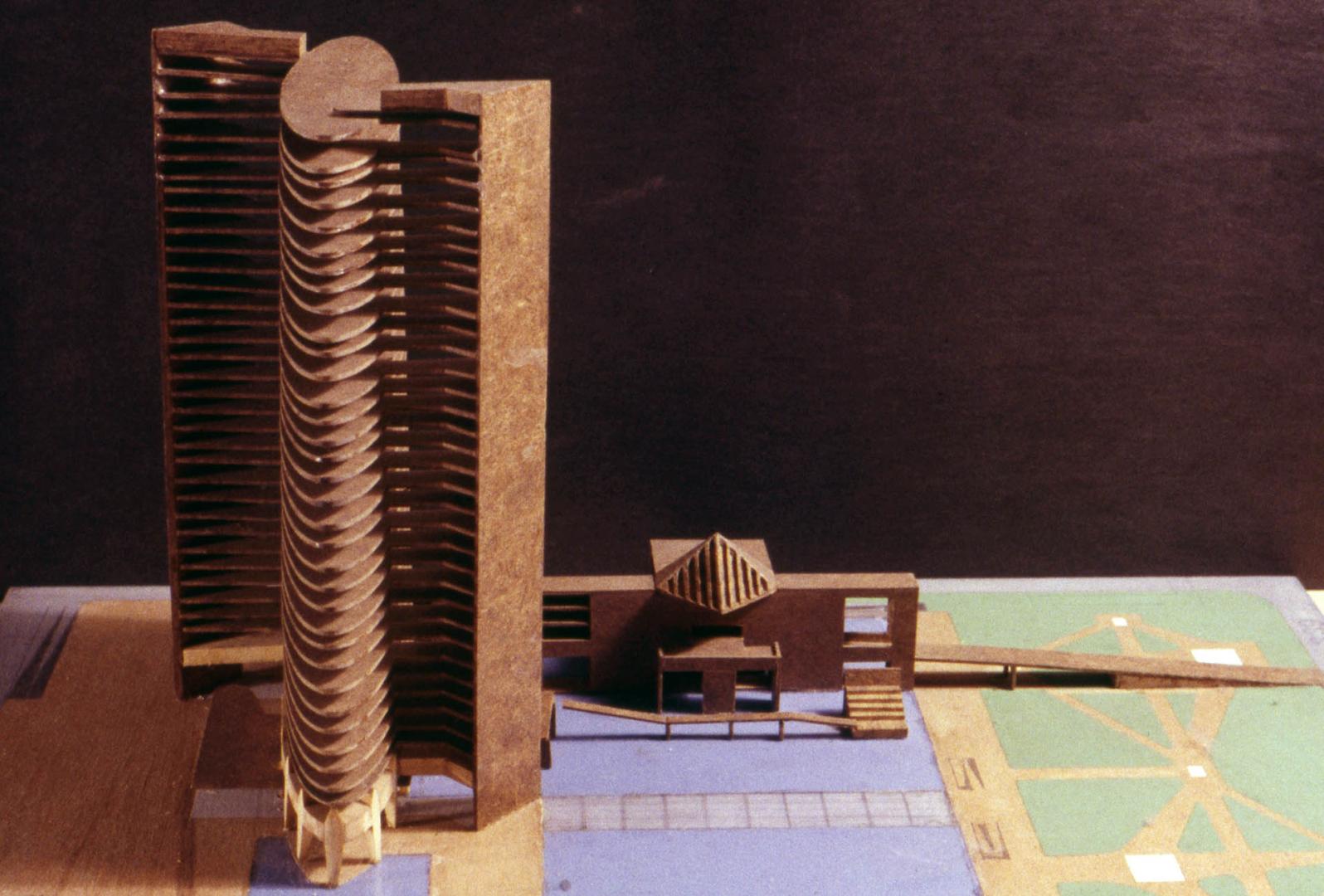 Balkrishna V. Doshi entry, City Hall and Square Competition, Toronto, 1958, architectural model