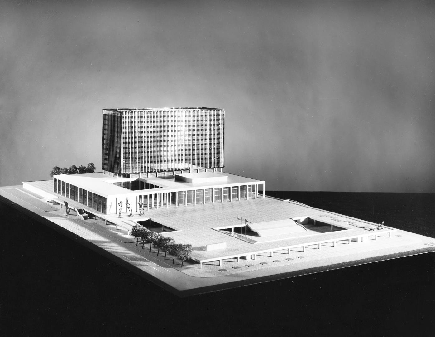 Gordon S. Adamson & Associates entry, City Hall and Square Competition, Toronto, 1958, architectural model