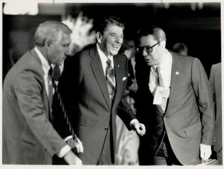 Talks over: U.S. President Ronald Reagan, above, Italian Prime MInister Ciriaco De Mita, right, depart final session