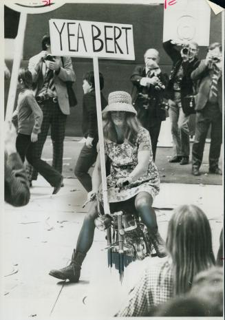 Riding a mini-bike is one way for delegates to the Progressive conservative leadership convention to get around the giant floor of Maple Leaf Gardens with ease