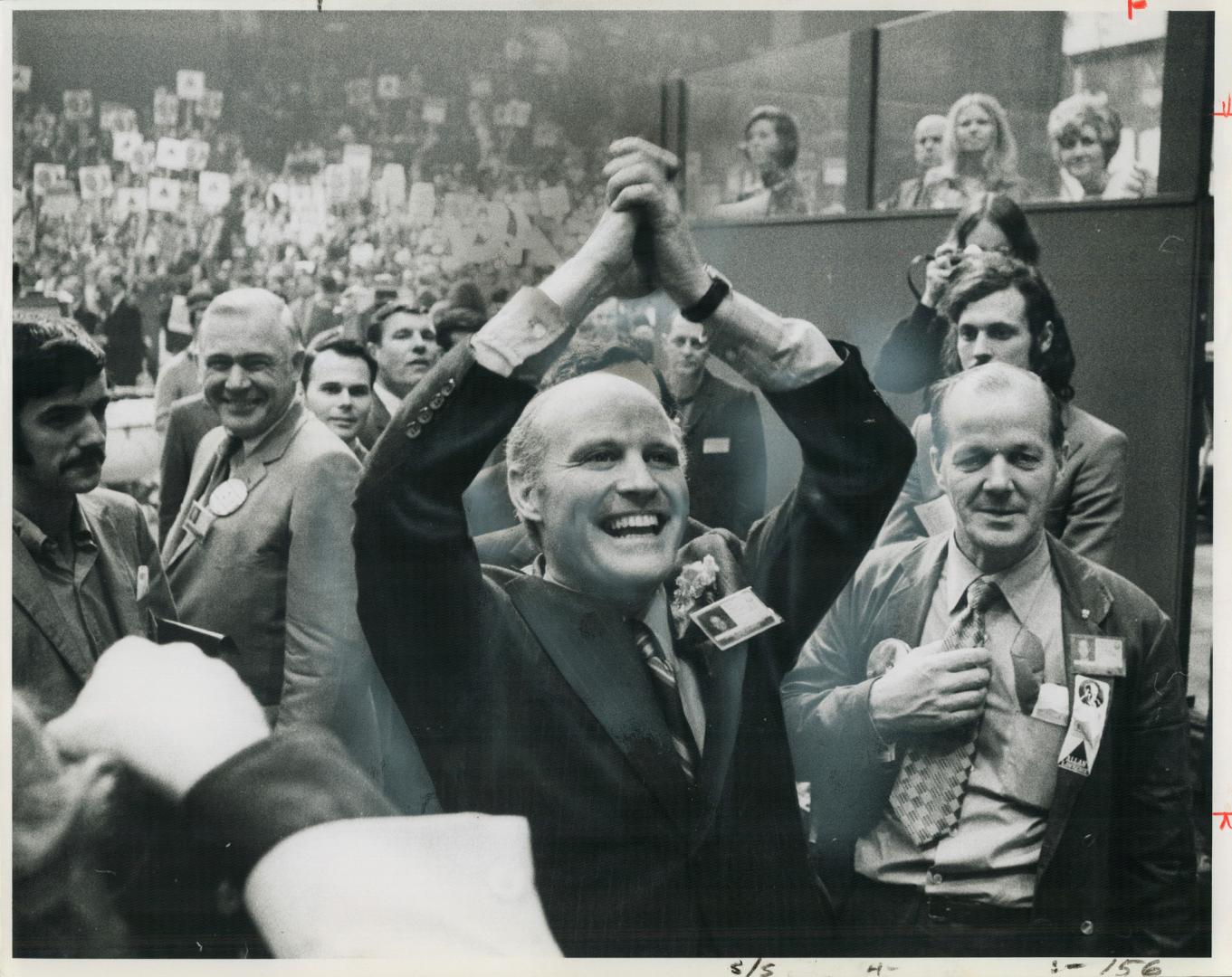 His strength kept growing with each new round of balloting, and at the end of the third ballot, Ontario Mines Minister Allan Lawrence jubilantly raise(...)