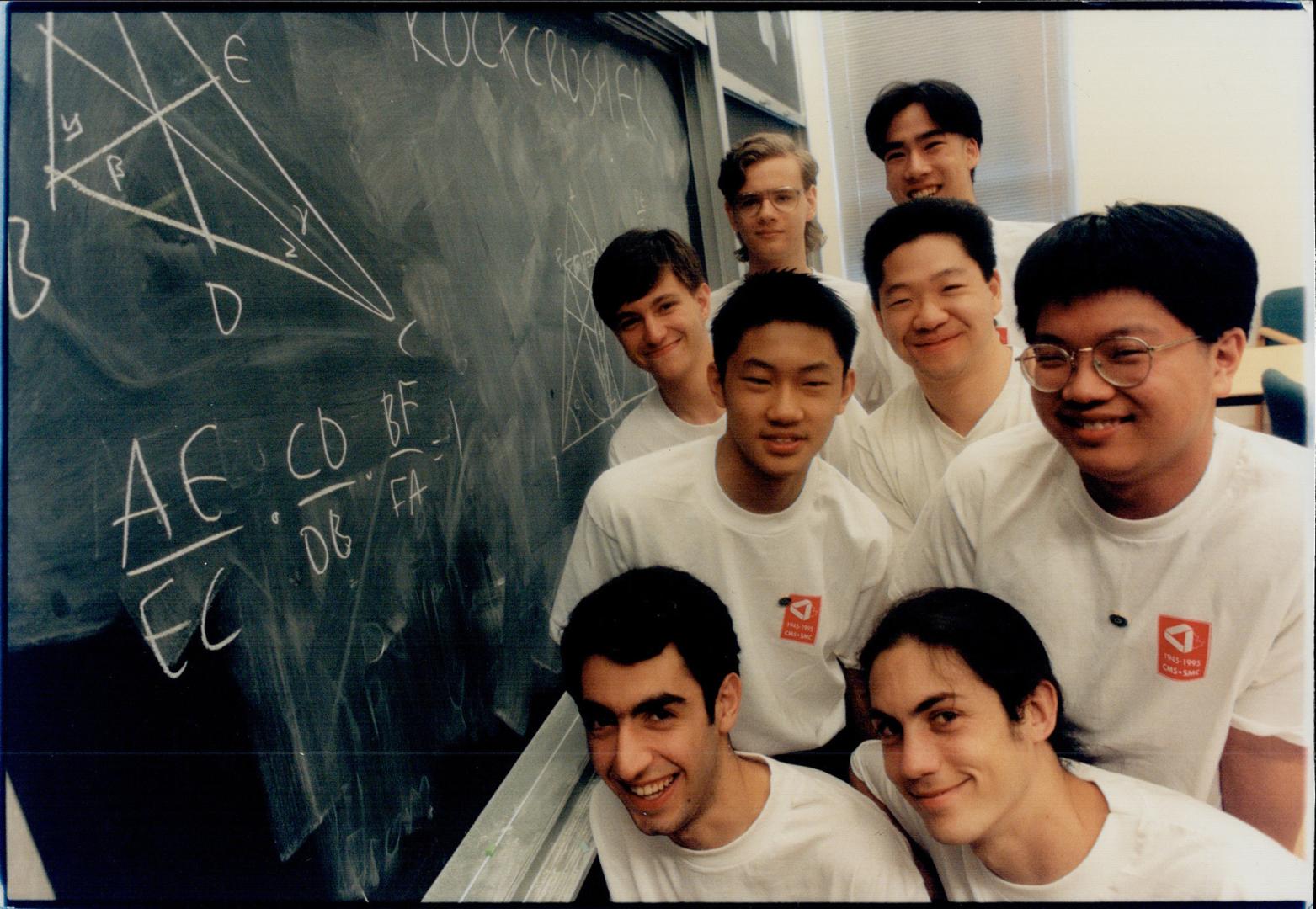 Problems solvers, Representing Canada at the 37th Mathematical Olympiad in India July 5-17 are, from front, Soroosh Yazdani, left, J.P. Grossman (team(...)