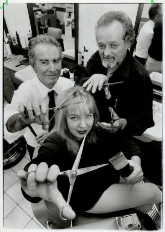 Deep cuts: Hairstylists, from left, Nick Sabatino, Gwen Madzovski and Lino Lostracco would like to see government take scissors to welfare spending