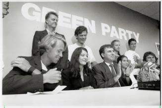 In the running: Candidates for the fledgling Green party meet the media in Toronto yesterday