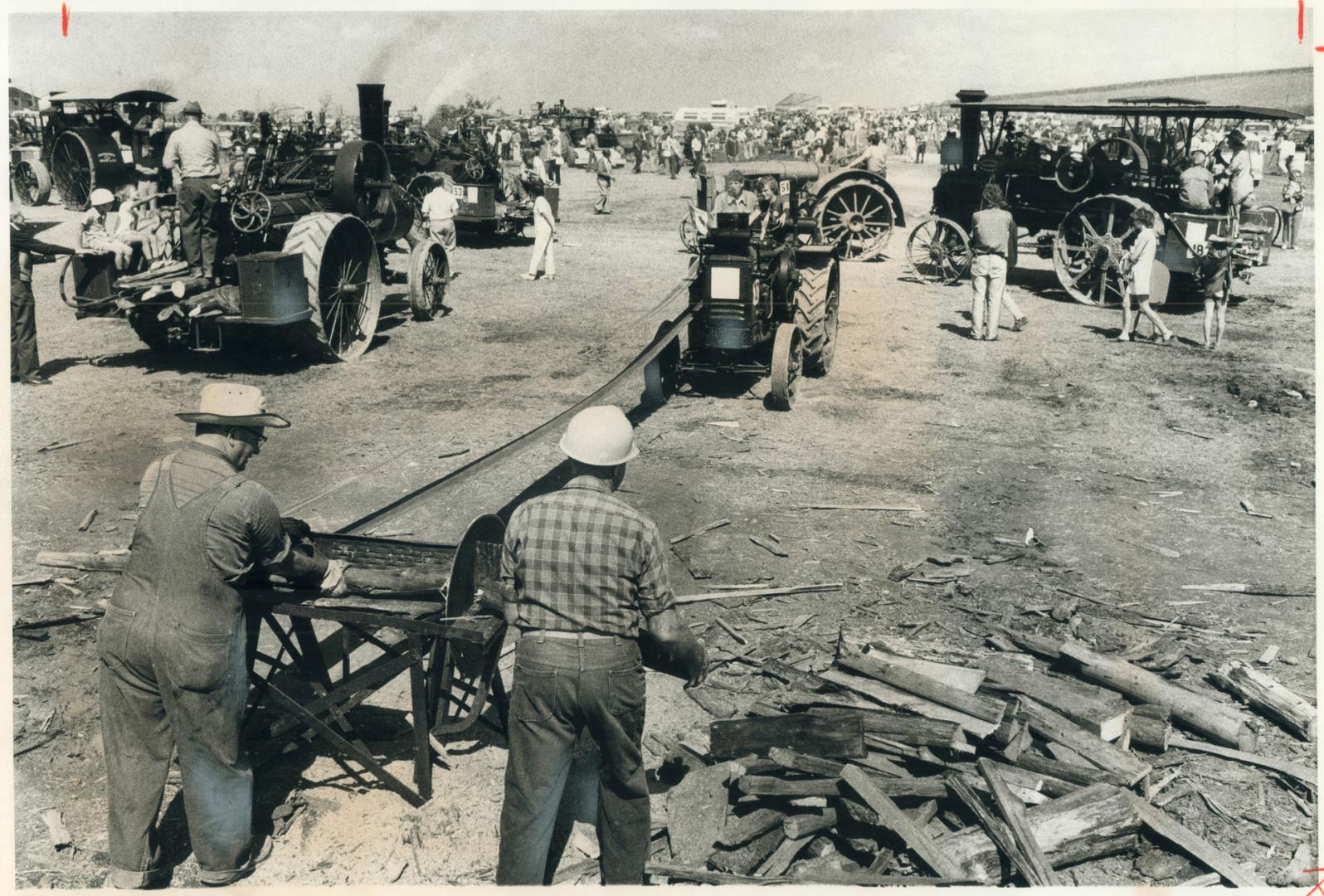 Hundreds of cords of wood had to be cut to keep up full heads of steam in varous old time farm tractors and machinery that buffed and puffed nostalgic(...)