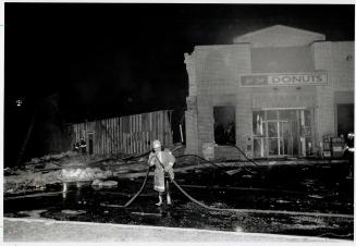 Fatal blast: Firefighters arrived just minutes after an explosion ripped apart a north Brampton restaurant early today, crushing one man to death beneath a pile of rubble and injuring a co-worker
