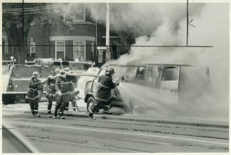 Explosion on St. Clair, A van carrying liquid oxygen cylinders exploded at Russell Hill Rd. and St. Clair Ave. W. yesterday afternoon. The driver, No(...)