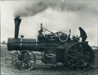 Huge steam engine, a symbol of a long-past era in Canadian agriculture, is only one of the delights for visitors to the world plowing match. [Incomplete]