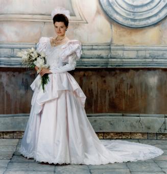 Soft color for gowns leads list of trends in 1989 bridal wear along with short sleeves, full skirts, and lavish detailing on bodices