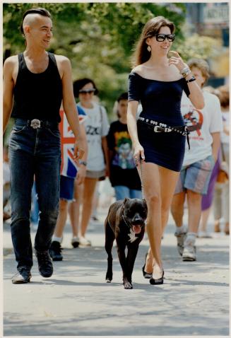Right, Model Jacinta Bradshaw, in Thigh-High Comrags Skirt, Strolls Queen St