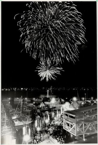 Harbor lights: The sky above Ontario Place lights up last night at the conclusion of the Benson and Hedges fireworks competition