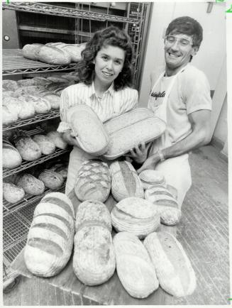 Tasty selection: Uta and Glenn Charbon display some breads available at their bakery, Grainfields