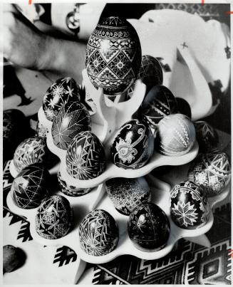 Hers is the fine art of Easter, A week-long exhibition of the ancient art of decorating Easter eggs, brought from the Ukraine, and demonstrations of t(...)