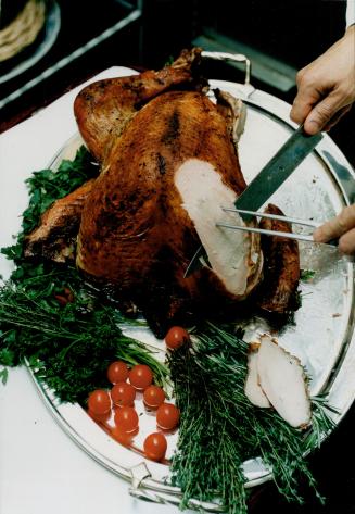 6. Thin slices. Carve the breast into thin slices starting at the area closest to the neck and cutting from the breast bone into the wings. If it is a(...)
