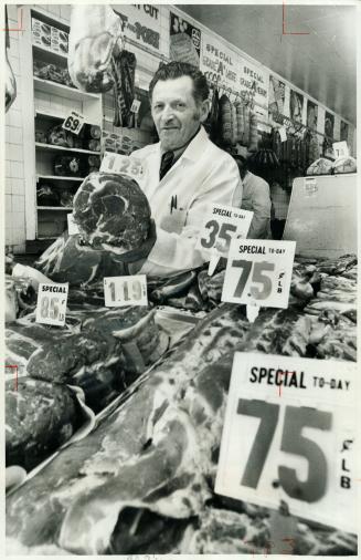 The prime rib roast held by butcher Jack Malinowitzer in his shop on Queen St