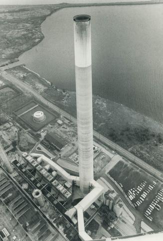 Pollution fighter: This 700-foot smokestack, built two years ago at a cost of $9 million, was designed to reduce air pollution at Ontario Hydro's Hearn generating plant on Toronto's waterfront