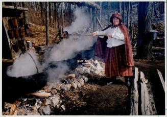 Sap's running, Sheila Robertson demonstrates pioneer methods of making maple syrup at the Kortright Conservation Area, on Pine Valley Dr. south of Maj(...)