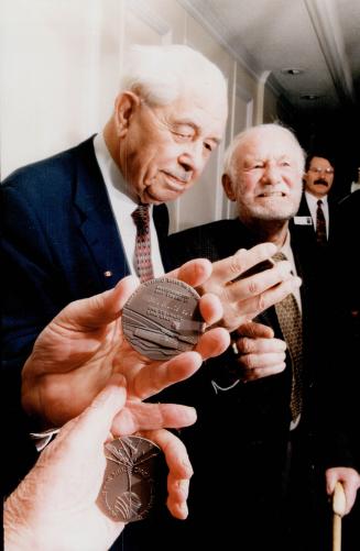 Dr. Sander Tonelli and Jan Schoumans at Medals presented by Israel's Consul - General Righteous Among The Nations
