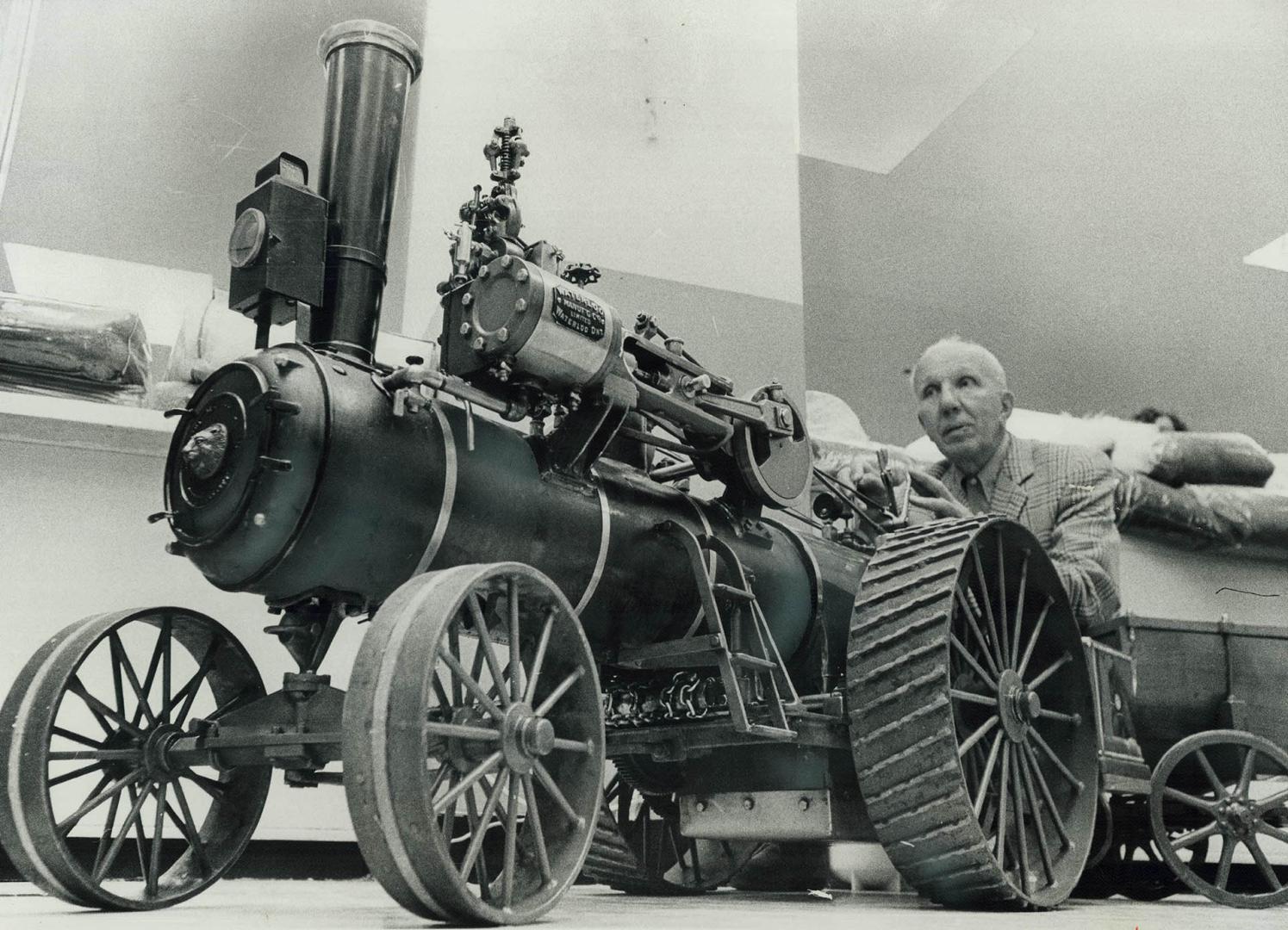 Model engineers display their work, Charles Mank of Toronto displays his model of a Waterloo traction part of an exhibition of 70 working and static m(...)