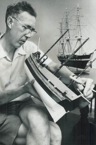 He loves building ships, William Smith of Richmond Hill went to Danish Navy for details to build a model of frigate Jutland (in background), which sai(...)
