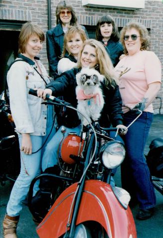 They're into leather - and lace, Members of Leather and Lace, Lady Motorcyle Rider's Association, get ready for a blood donor clinic at a Willowdale c(...)