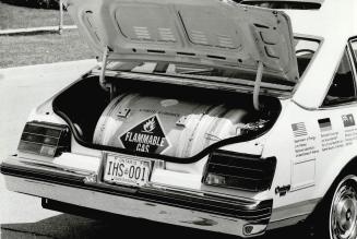 World's cleanest Fuel: A tank filled with hydrogen instead of gasoline was displayed in 1984 in a car trunk at a former University of Toronto institute for hydrogen studies