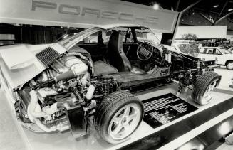 Porsche bares all: This may be closest you get to Porsche's 959 supercar - cutaway at the Toronto Auto Show showing innards of the twin-turbo, 4-wheel drive missile