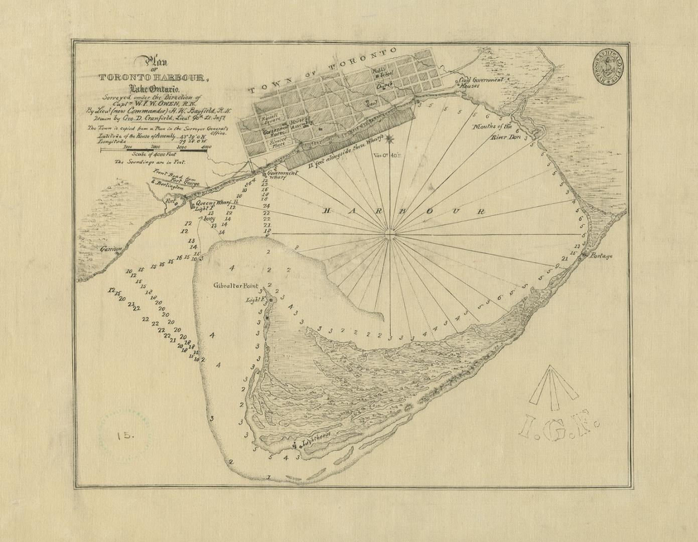 (1828) Plan of Toronto Harbour, Lake Ontario surveyed under the direction of Captn W.F.W. Owen, R.N 