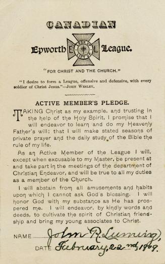 Canadian Epworth League Active Member's Pledge