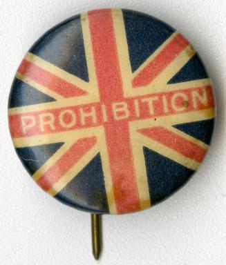 Pin with the word Prohibition in Union Jack