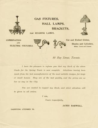 James Barwell Gas Fitting and Light Fixtures