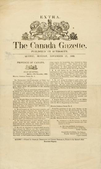 Extra. The Canada Gazette