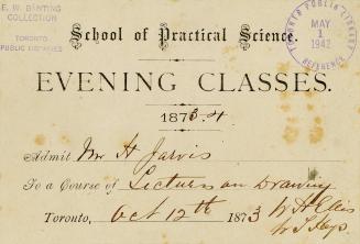 School of Practical Science Evening Classes 1873-4