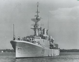 HMCS Ottawa, the navy's first bilingual ship, is docked at Queen's Quay between York St