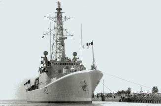 Gulf Veteran: HMCS Terra Nova, shown in file photo, was to arrive in Toronto this morning to a gun salute from HMCS Haida at Ontario Place