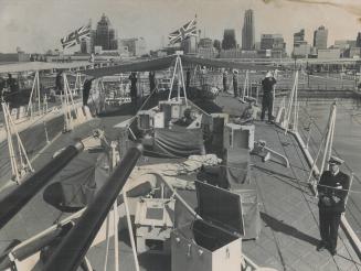The Toronto Skyline as seen from the deck of HMS Torquay, One Of Three Royal Navy Frigates Visiting Our City, Commander John Rumble is making sure eve(...)