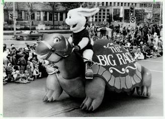 The hare and tortoise made up just one of 23 floats in yesterday's parade, which drew about 800,000 spectators