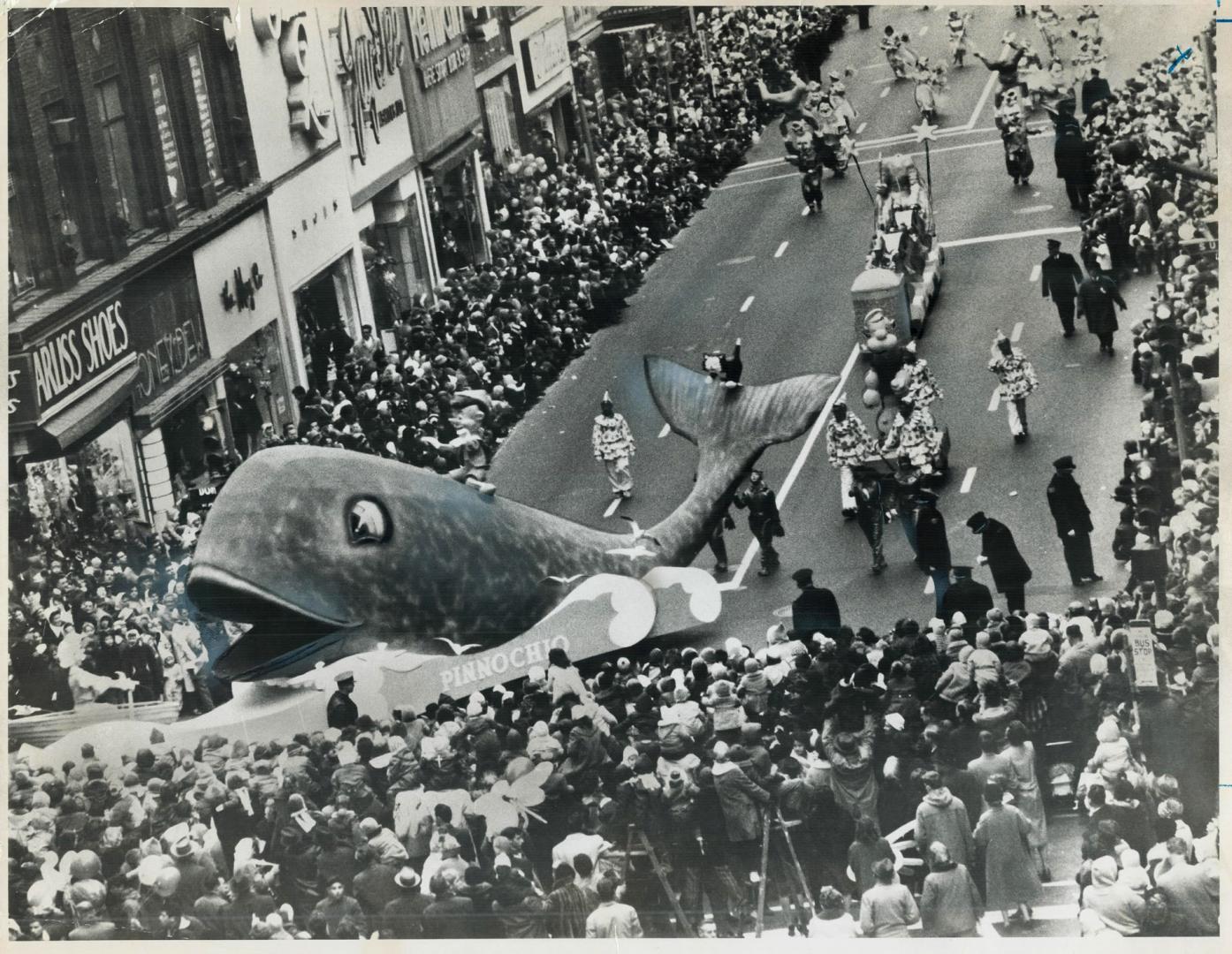 Pinnochio float makes a whale of a hit as it travels downtown streets