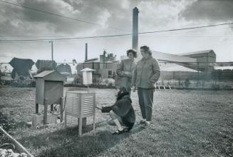 A Backyard pollution monitor is inspected by resident of Huddlestone Court in Scarborough, where a fine white dust settles whenever there's a breakdow(...)